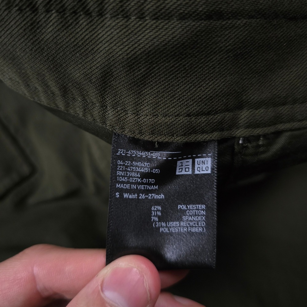 Uniqlo Olive Green Barrel Pants Wide Leg Baker Fatigue Womens 26-27 (Fits 30x29) - Picture 3 of 12